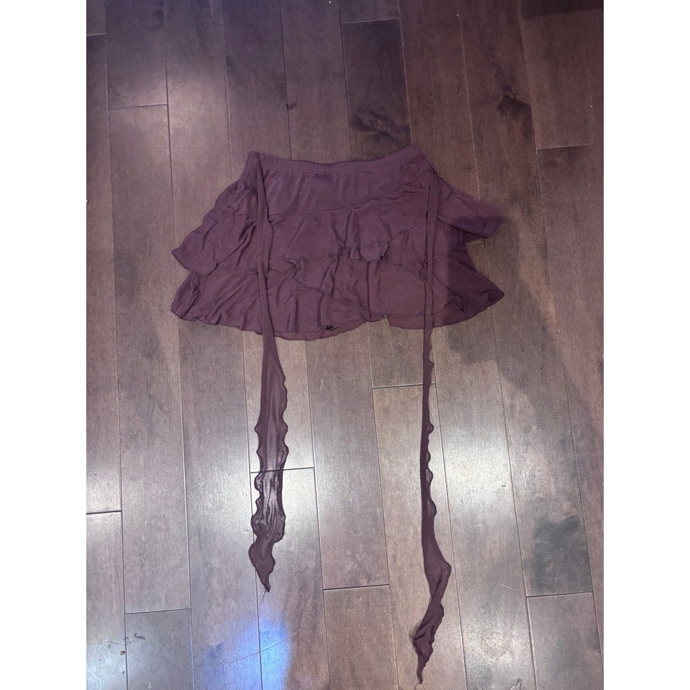 Tiered Ruffle Mini Skirt with Long Side Ties Purple Y2K Style Frill Skirt